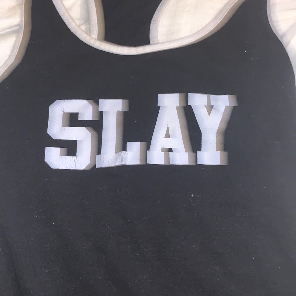 Black “SLAY” leotard